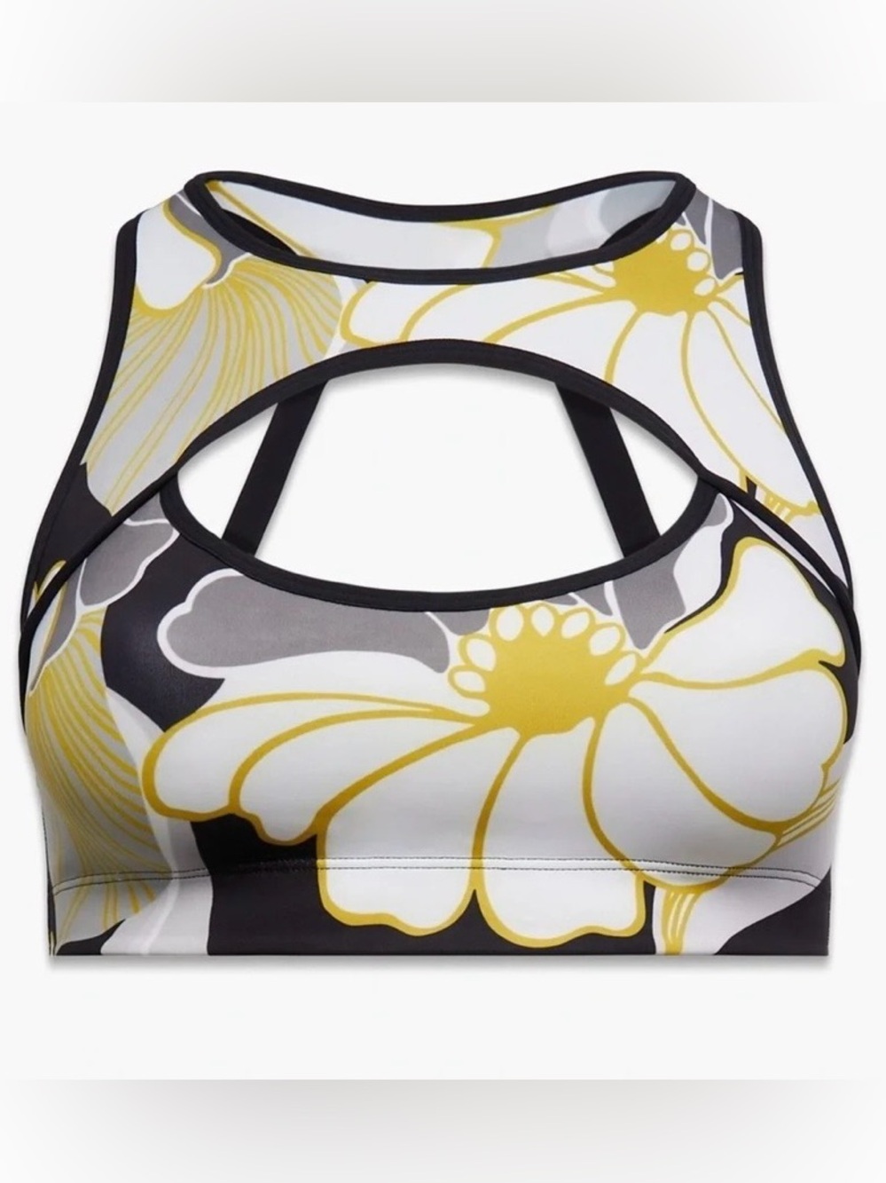 Savage X Fenty Yellow, White & Black Floral Cutout Sports Bra